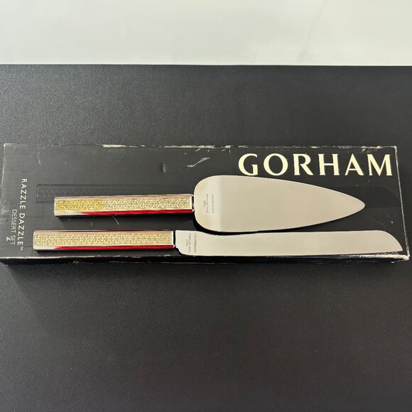 Gorham "Razzle Dazzle" Clear Dessert Set (Cake Knife & Server) Stainless Steel - Picture 6 of 10